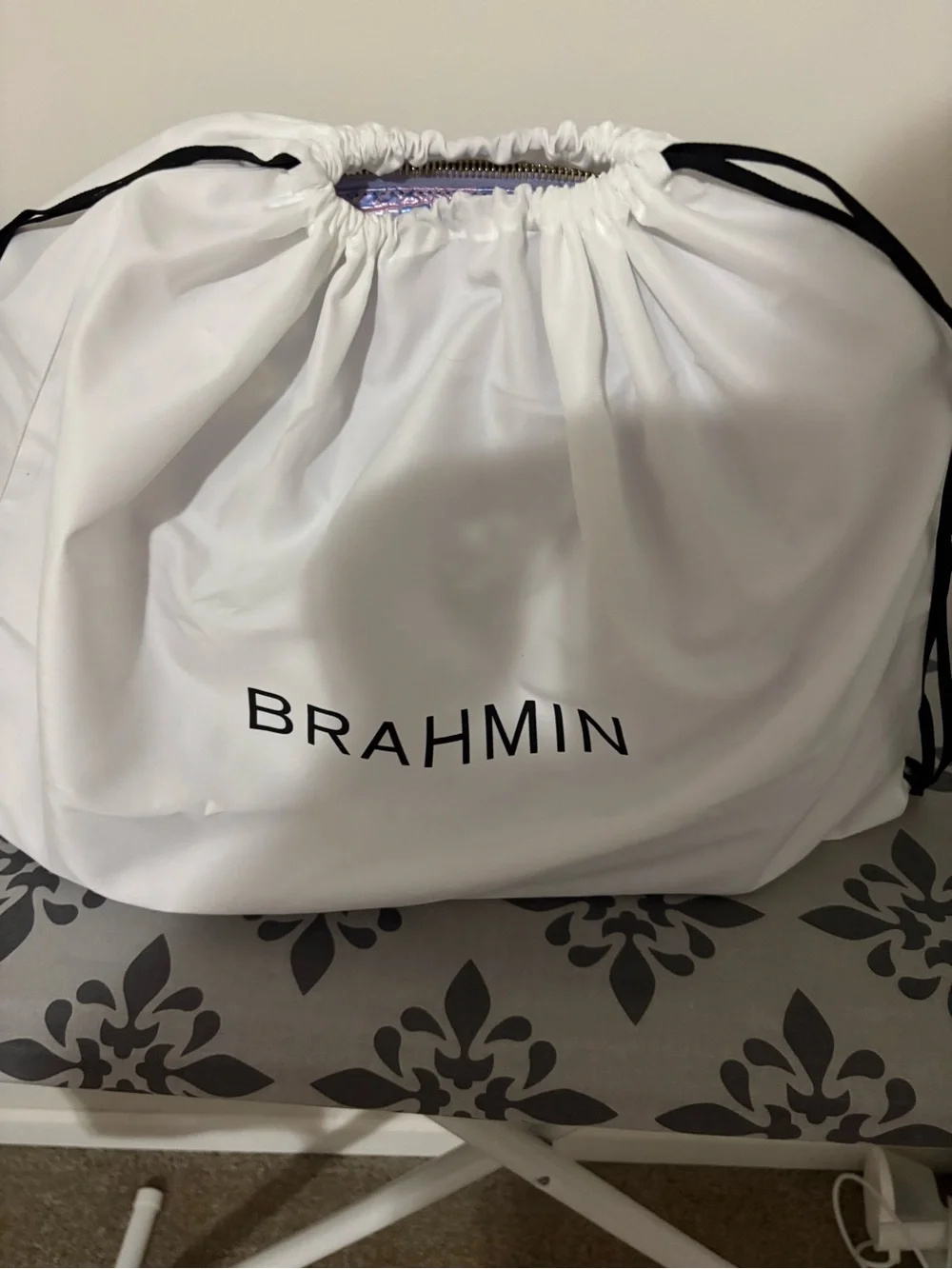 Brahmin Iridescent Lavender Croc-Embossed Satchel